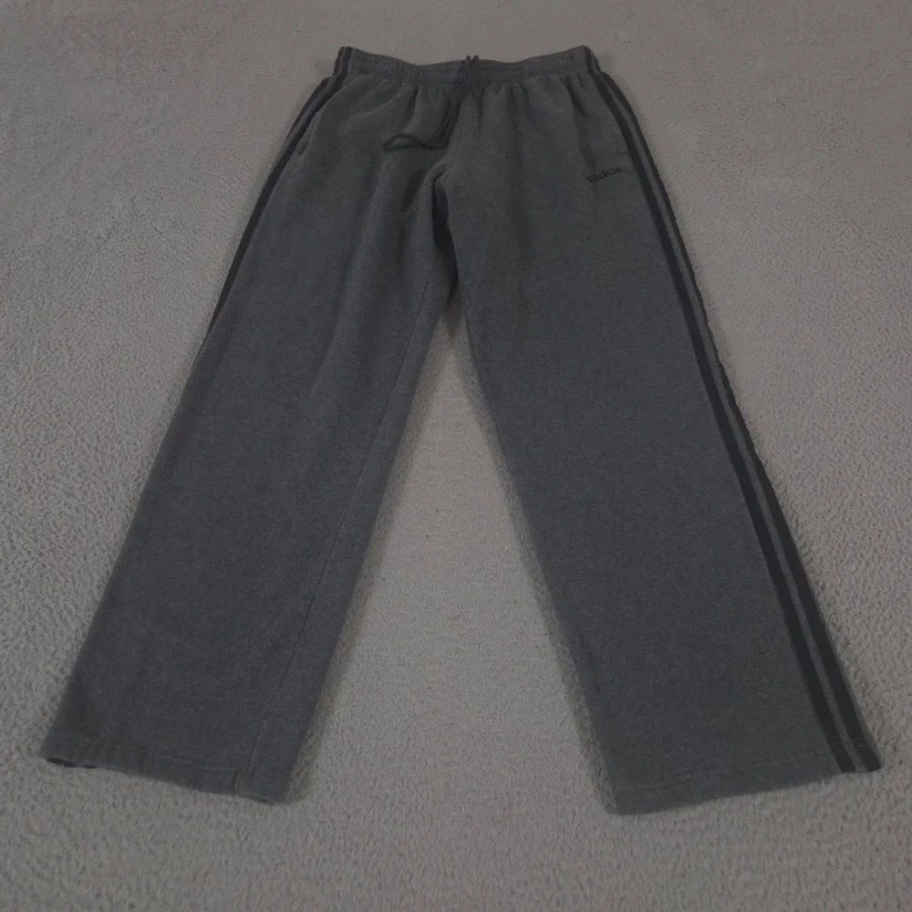 Adidas Sweatpants Mens XL Gray Essentials 3-Stripes Fleece Straight Leg Pants